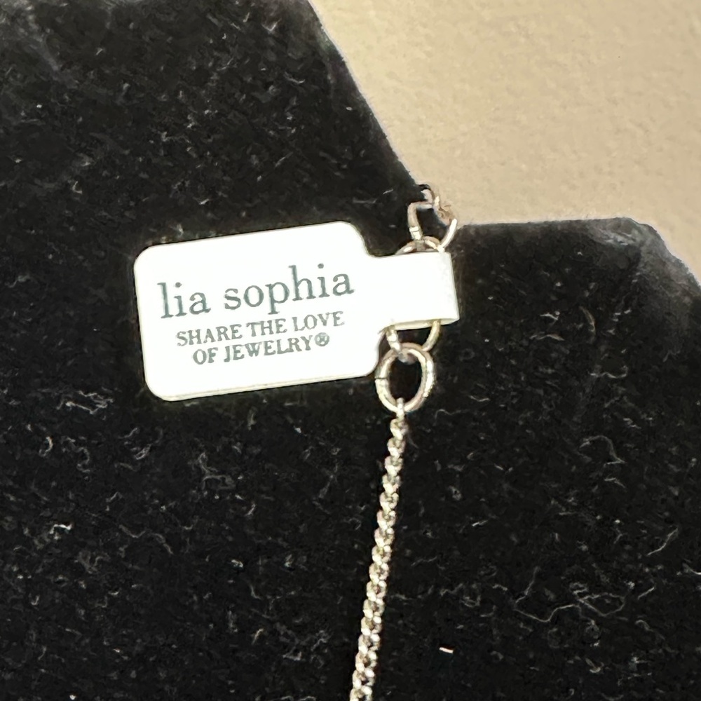 Lia Sophia Gunmetal Squares Geometric Necklace, 16”-19” - Picture 2 of 5
